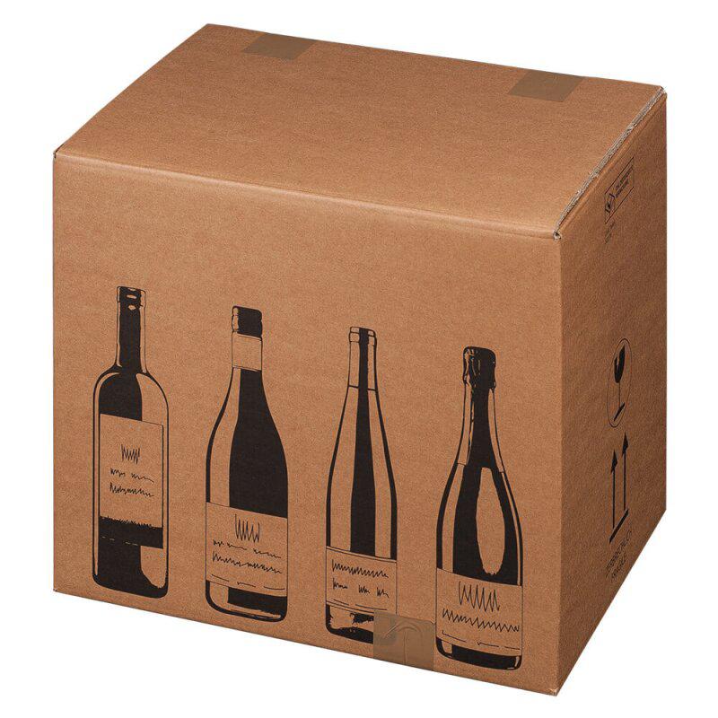 Flaschenversandkarton 18er für Wein oder Sekt 628x305x368 mm 2-wellig braun